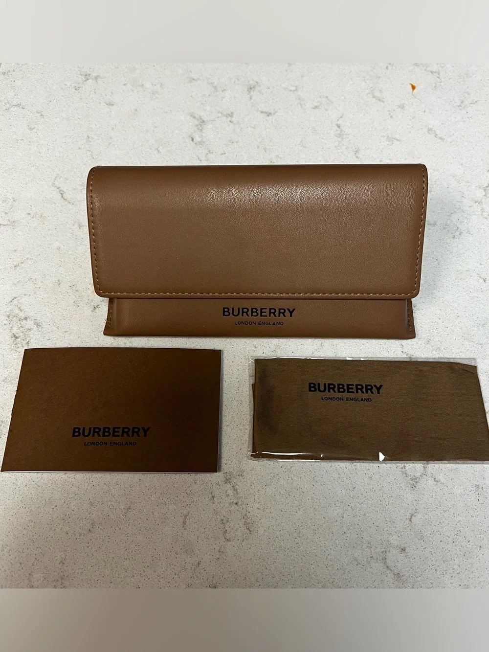 Burberry Brown Leather Glasses Case with Logo